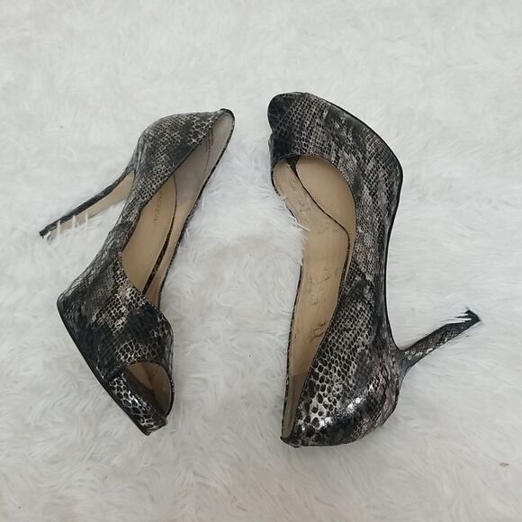 Enzo Angiolini Silver&Black Snakeskin Pumps size 9.5 - Picture 3 of 10
